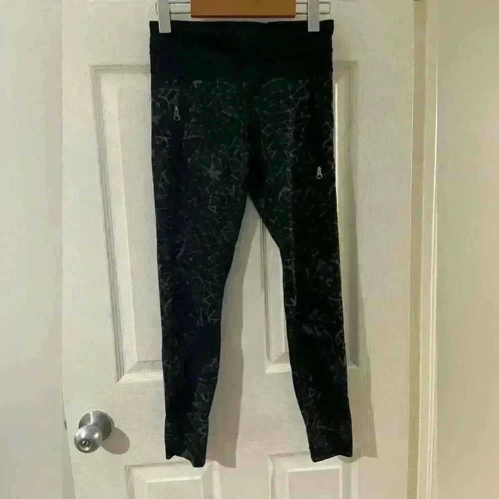 Lululemon inspire tight ll  mesh star crushed coal black size 4